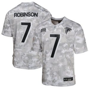 Youth Atlanta Falcons Bijan Robinson  Arctic Camo 2024 Salute to Service Game Jersey