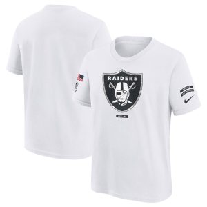 Youth Las Vegas Raiders  White 2024 Salute To Service T-Shirt