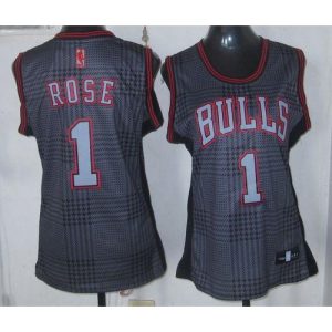 Bulls #1 Derrick Rose Black Women's Rhythm Fashion Stitched NBA Jersey