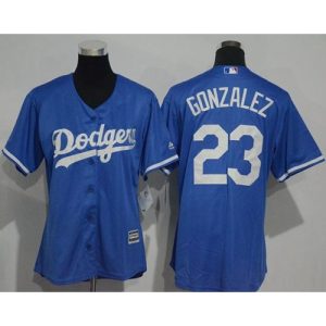 Dodgers #23 Adrian Gonzalez Blue Alternate Women's Stitched MLB Jersey