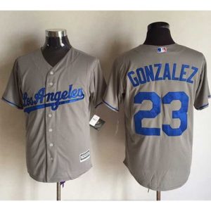 Dodgers #23 Adrian Gonzalez Grey New Cool Base Stitched MLB Jersey