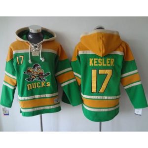 Ducks #17 Ryan Kesler Green Sawyer Hooded Sweatshirt Stitched NHL Jersey