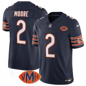 Youth Chicago Bears #2 D.J. Moore Navy 2025 F.U.S.E. With VMH Patch Vapor Untouchable Limited Stitched Football Jersey