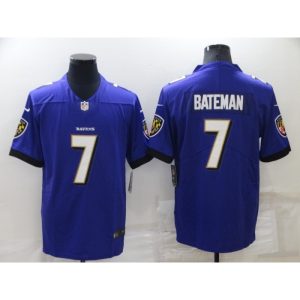 Men's Baltimore Ravens #7 Rashod Bateman Purple Vapor Untouchable Limited Stitched Jersey