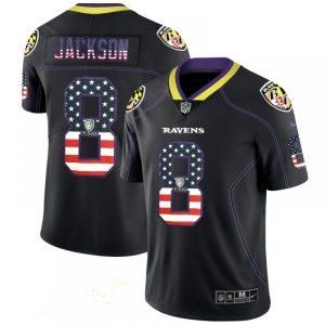 Men's Baltimore Ravens #8 Lamar Jackson Black 2018 USA Flag Color Rush Limited Fashion NFL  Limited Stitched NFL Jersey
