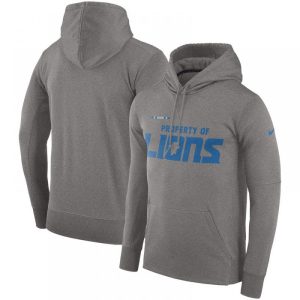 Men's Detroit Lions  Heather Gray Sideline Property Of Performance Pullover Hoodie