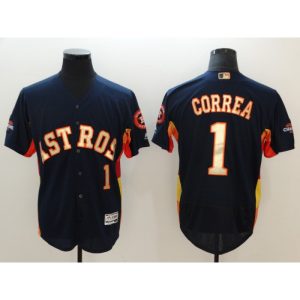 Men's Houston Astros #1 Carlos Correa Navy 2018 Gold Program Flexbase Stitched MLB Jersey
