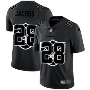 Men's Las Vegas Raiders #28 Josh Jacobs 2020 Black Shadow Logo Limited Stitched Jersey