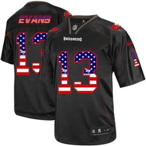 Men's  Buccaneers #13 Mike Evans Black USA Flag Fashion Elite Jersey