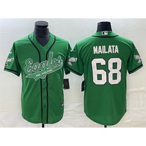 Men's Philadelphia Eagles #68 Jordan Mailata Green Cool Base Stitched Baseball Jersey