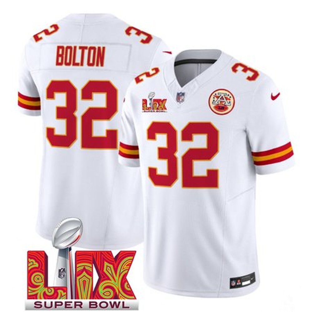 Mens20Kansas20City20Chiefs20P3220Nick20Bolton20White20202520Super20Bowl20LIX20Patch20F.U.S.E.20Vapor20Limited20Stitched20Football20Jersey.jpg