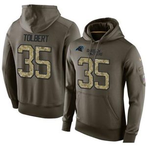 NFL Men's  Carolina Panthers #35 Mike Tolbert Stitched Green Olive Salute To Service KO Performance Hoodie