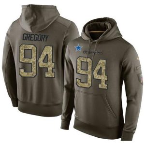 NFL Men's  Dallas Cowboys #94 Randy Gregory Stitched Green Olive Salute To Service KO Performance Hoodie