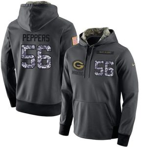 NFL Men's  Green Bay Packers #56 Julius Peppers Stitched Black Anthracite Salute to Service Player Performance Hoodie