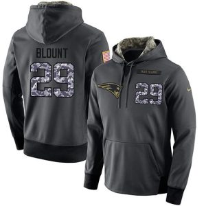 NFL Men's  New England Patriots #29 LeGarrette Blount Stitched Black Anthracite Salute to Service Player Performance Hoodie