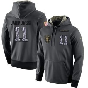 NFL Men's  Oakland Raiders #11 Sebastian Janikowski Stitched Black Anthracite Salute to Service Player Performance Hoodie