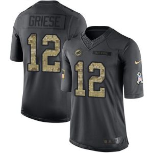 Dolphins #12 Bob Griese Black Men's Stitched NFL Limited 2016 Salute to Service Jersey