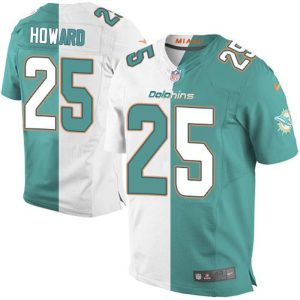 Dolphins #25 Xavien Howard Aqua Green/White Men's Stitched NFL Elite Split Jersey