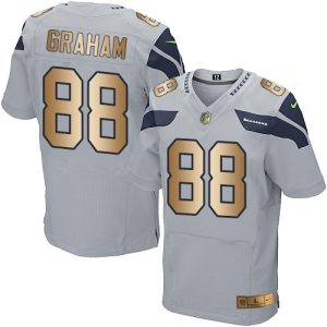 Seahawks #88 Jimmy Graham Grey Alternate Men's Stitched NFL Elite Gold Jersey