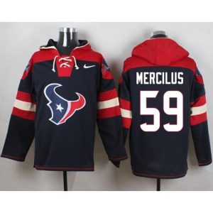 Texans #59 Whitney Mercilus Navy Blue Player Pullover NFL Hoodie