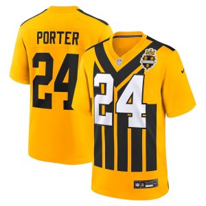 Men's Pittsburgh Steelers #24 Joey Porter Jr. Nike Gold Alternate 1933 Throwback Game Jersey