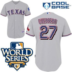 Rangers #27 Vladimir Guerrero Grey Cool Base w/2010 World Series Patch Stitched MLB Jersey