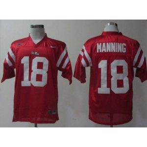 Rebels #18 Archie Manning Red Stitched NCAA Jersey
