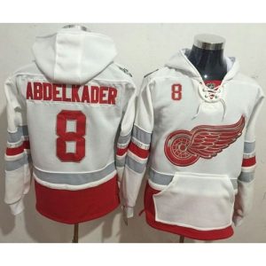 Red Wings #8 Justin Abdelkader White Name & Number Pullover NHL Hoodie