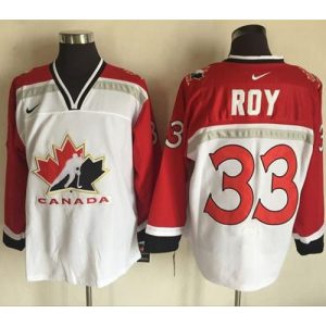 Team CA. #33 Patrick Roy White/Red  Throwback Stitched NHL Jersey