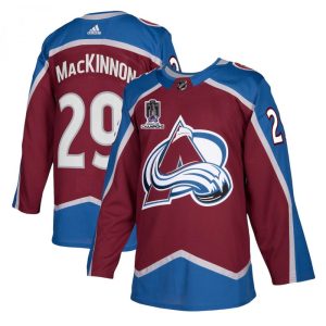 Youth Colorado Avalanche #29 Nathan MacKinnon 2022 Burgundy Stanley Cup Champions Patch Stitched Jersey
