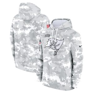 Youth Tampa Bay Buccaneers  White/Gray 2024 Salute To Service Pullover Hoodie