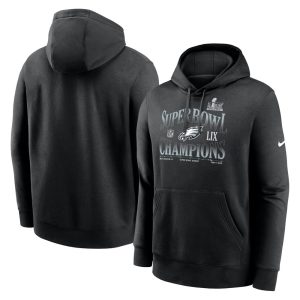 Men's Philadelphia Eagles  Black Super Bowl LIX Champions 90's Retro Pullover Hoodie