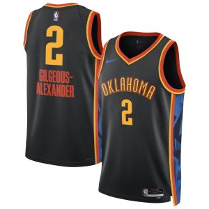 Unisex Oklahoma City Thunder Shai Gilgeous-Alexander  Black 2024/25 Swingman Player Jersey - City Edition