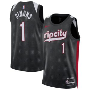 Unisex Portland Trail Blazers Anfernee Simons  Black 2024/25 Swingman Player Jersey - City Edition