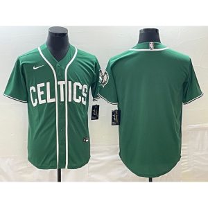 Men's Boston Celtics Blank Green Stitched Baseball Jersey