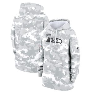 Women's Seattle Seahawks  Arctic Camo 2024 Salute To Service Club Fleece Pullover Hoodie