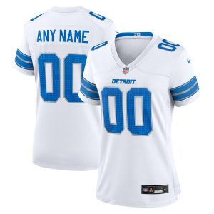 Women's Detroit Lions   White Custom Game Jersey
