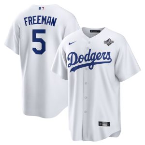 Men's Los Angeles Dodgers #5 Freddie Freeman Nike White 2025 World Series Home Replica Player Jersey