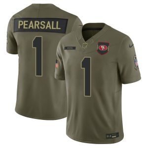 Youth's San Francisco 49ers #1 Ricky Pearsall Nike Olive 2025 Salute to Service Retired Limited Jersey