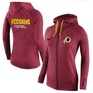 Women's  Washington Redskins Full-Zip Performance Hoodie Red_1