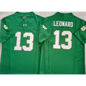 Youth Notre Dame Fighting Irish #13 Riley Leonard Green Stitched Jersey